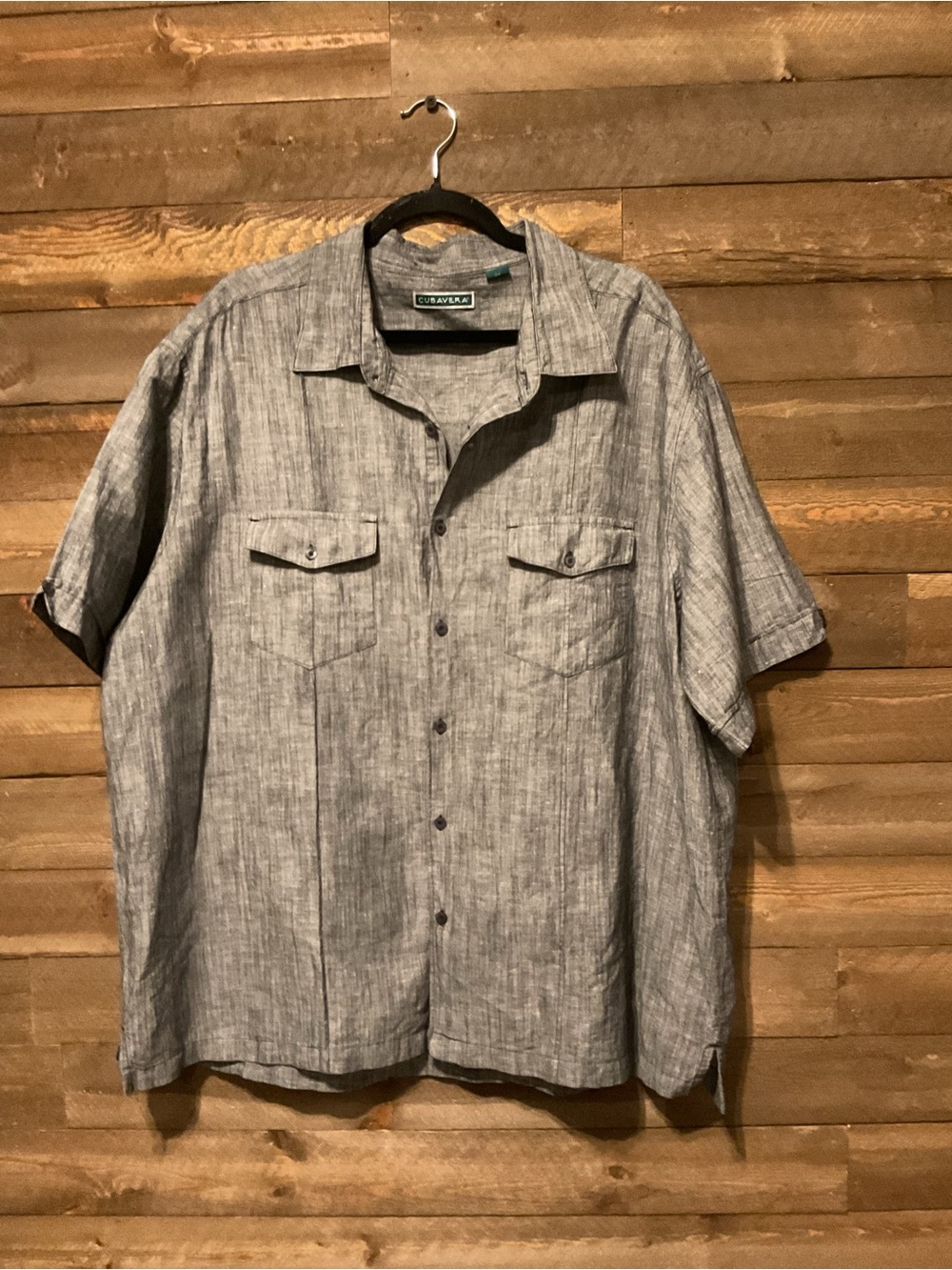 Gray Linen Short Sleeve Button Down Cubavera Shirt Men’s Size 2X